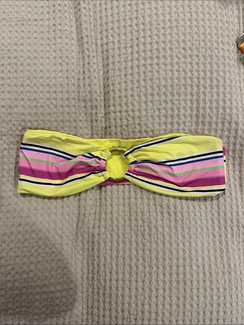 Frankie’s Bikinis Striped Bandeau Swim top